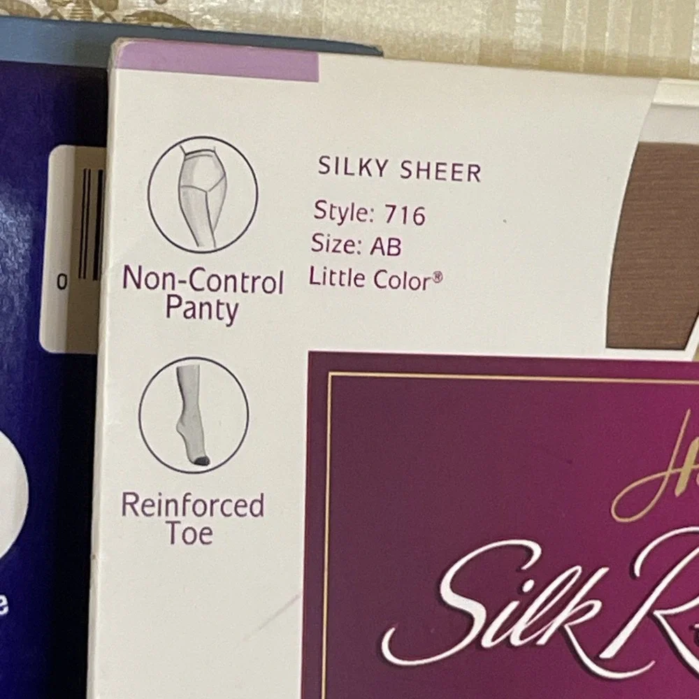 Hose Pantyhose Nylon NIP | 2 AB Size w Reinforced Toe | Silky Sheer & Pearl Shee